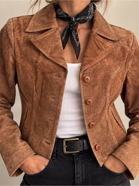Wilsons Leather Jackets & Blazers - Wilsons Brown Suede Leather Jacket M Western Y2K Fitted Blazer